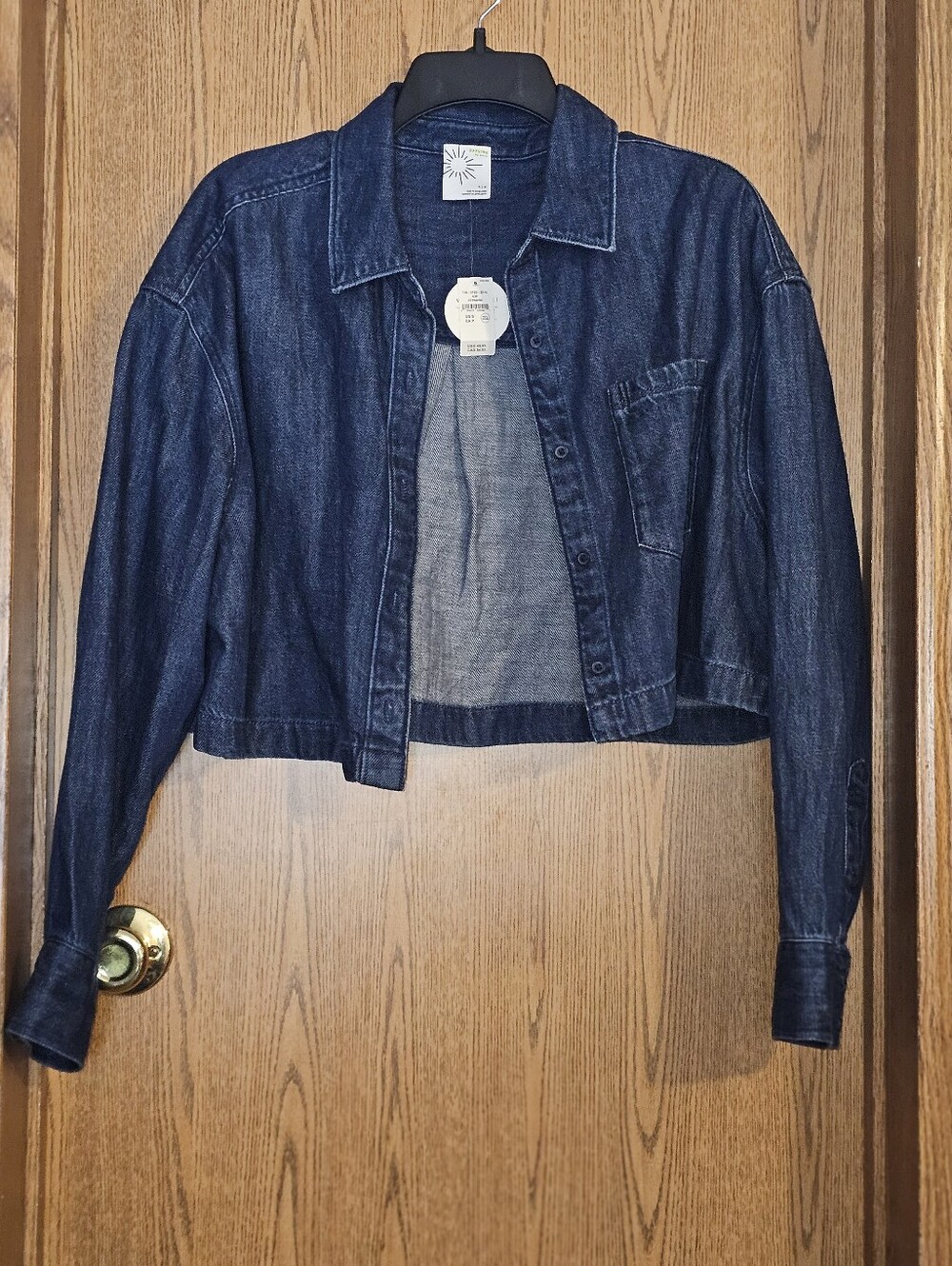 Cropped Dark Blue Denim Jacket - Women